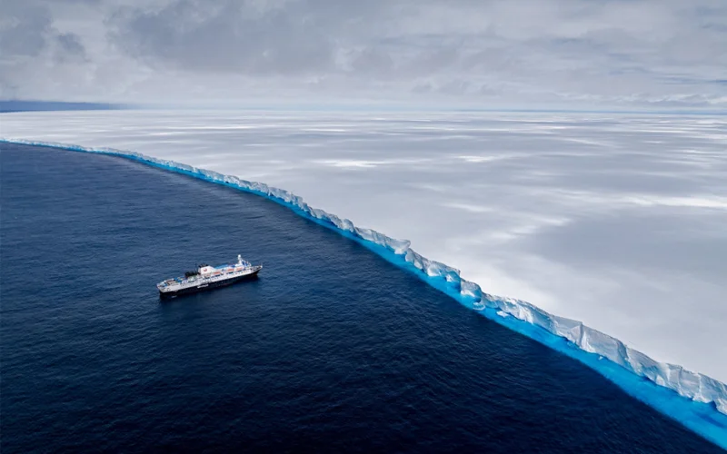 A drone image shows A23a floating in the southern ocean. The massive iceberg broke free from Antarctica in 1986, but only recently began veering toward South Georgia.