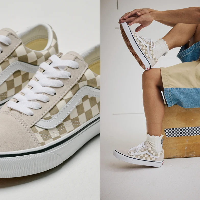 Oatmeal Beige Old Skool Checkerboard Shoe