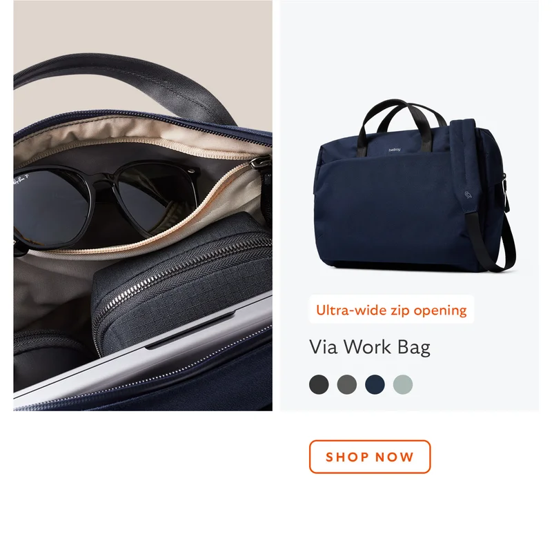Via Work Bag *Ultra-wide zip opening