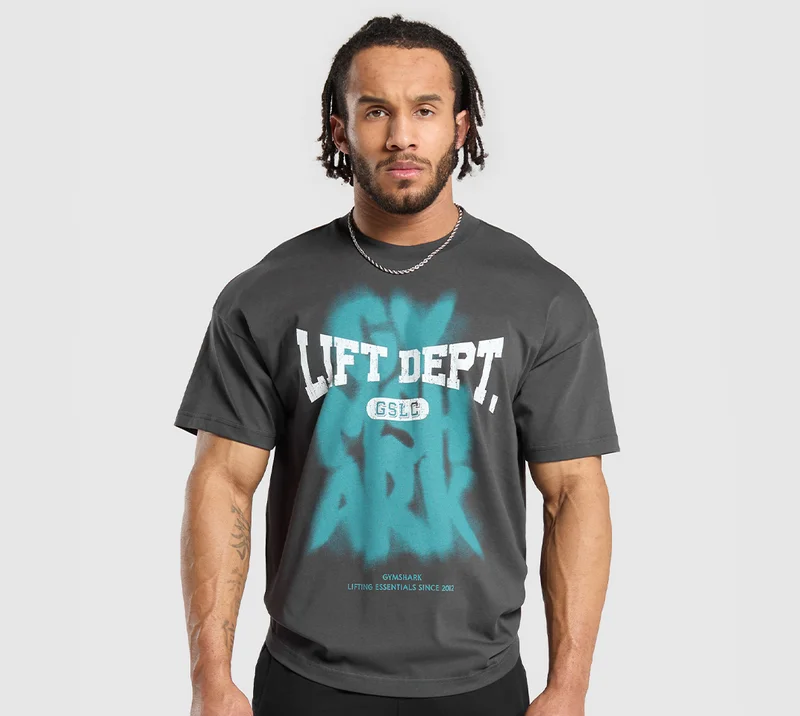 LIFTING DEPT GRAFFITI T-SHIRT - ASPHALT GREY.