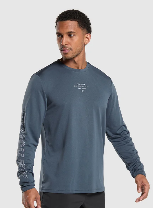 CONDITIONING GOODS LONG SLEEVE T-SHIRT - TITANIUM BLUE.