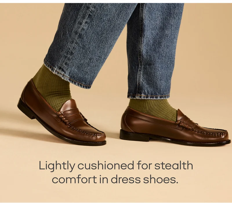Lightly cushioned for stealth comfort in dress shoes.