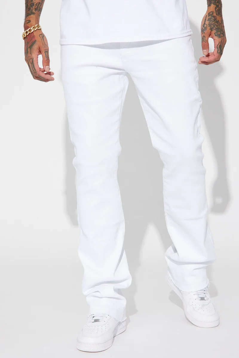 Image of Cornell Stacked Skinny Flare Jeans - White