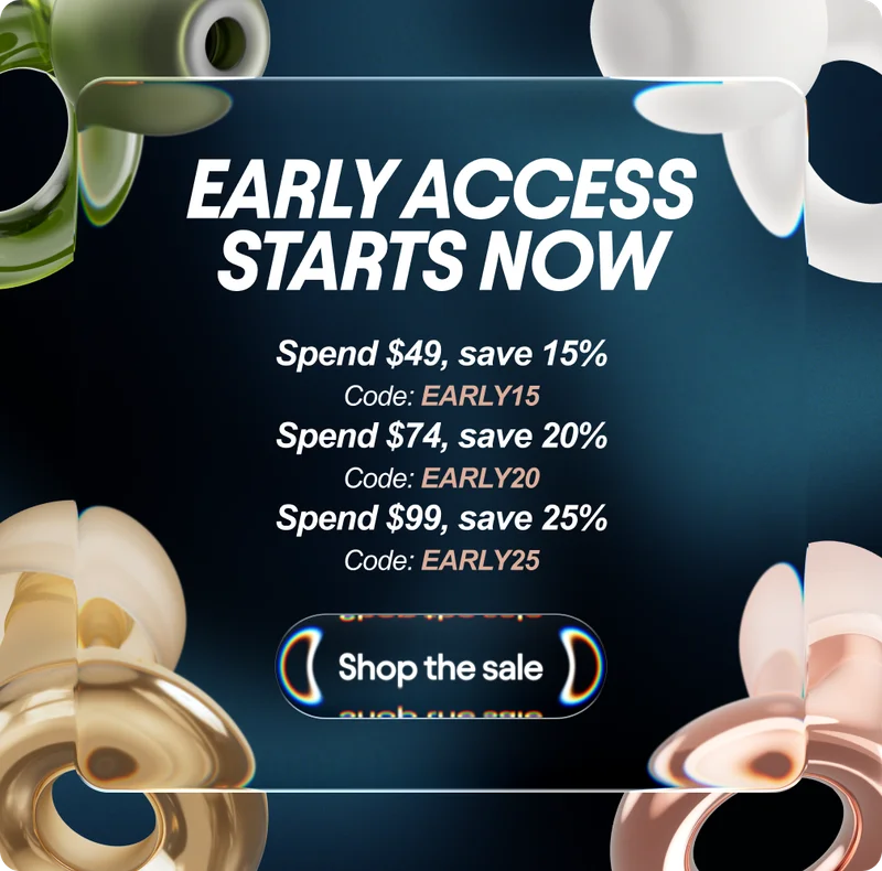 Early access starts now: spend [€44], save 15% with code: EARLY15, spend [€69], save 20% with code: EARLY20, spend [€89], save 25% with code: EARLY25.