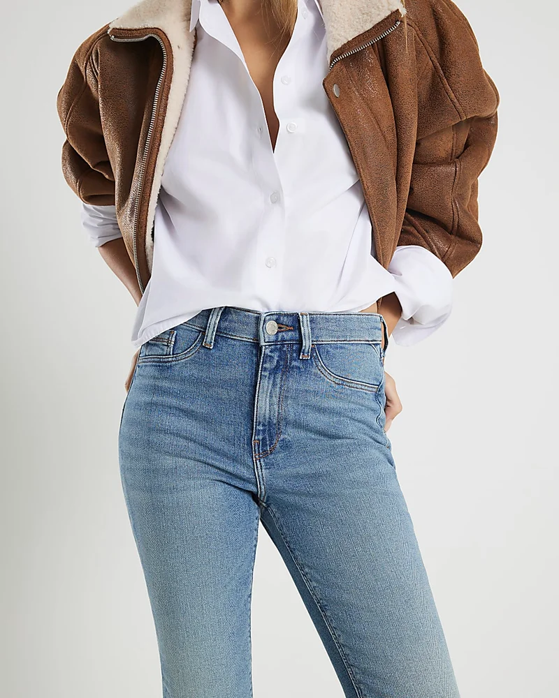 Blue Mid Rise Sculpt Skinny Jeans