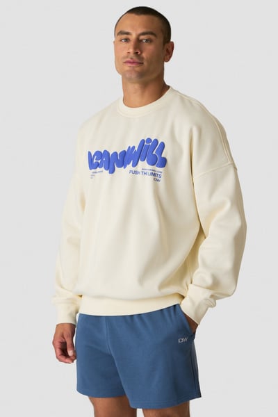 Image of Everyday Relaxed Crewneck Print Cream
