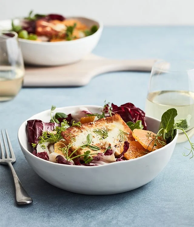 seared halloumi, fennel & orange salad