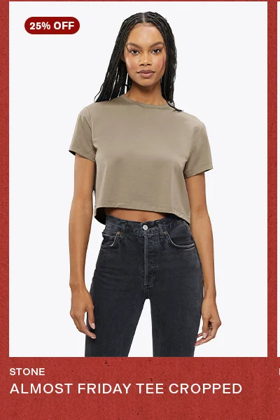 Stone Almost Friday Tee Cropped
