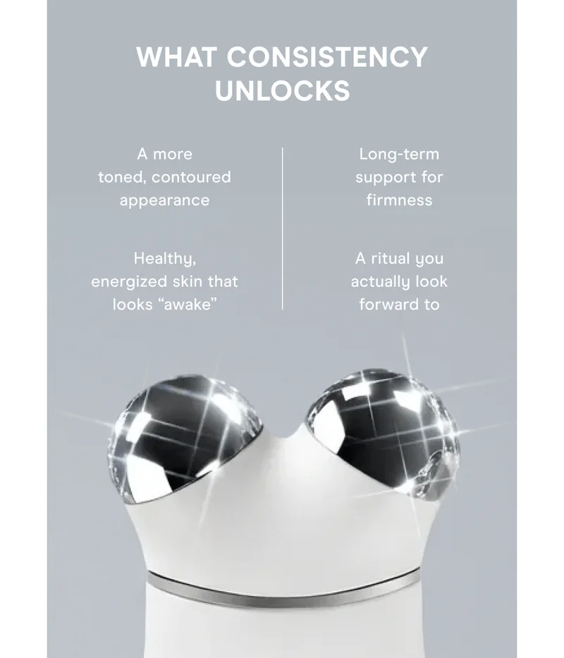 What consistency unlocks: A more toned, contoured appearance. Healthy, energized skin that looks “awake”. Long-term support for firmness. A ritual you actually look forward to.
