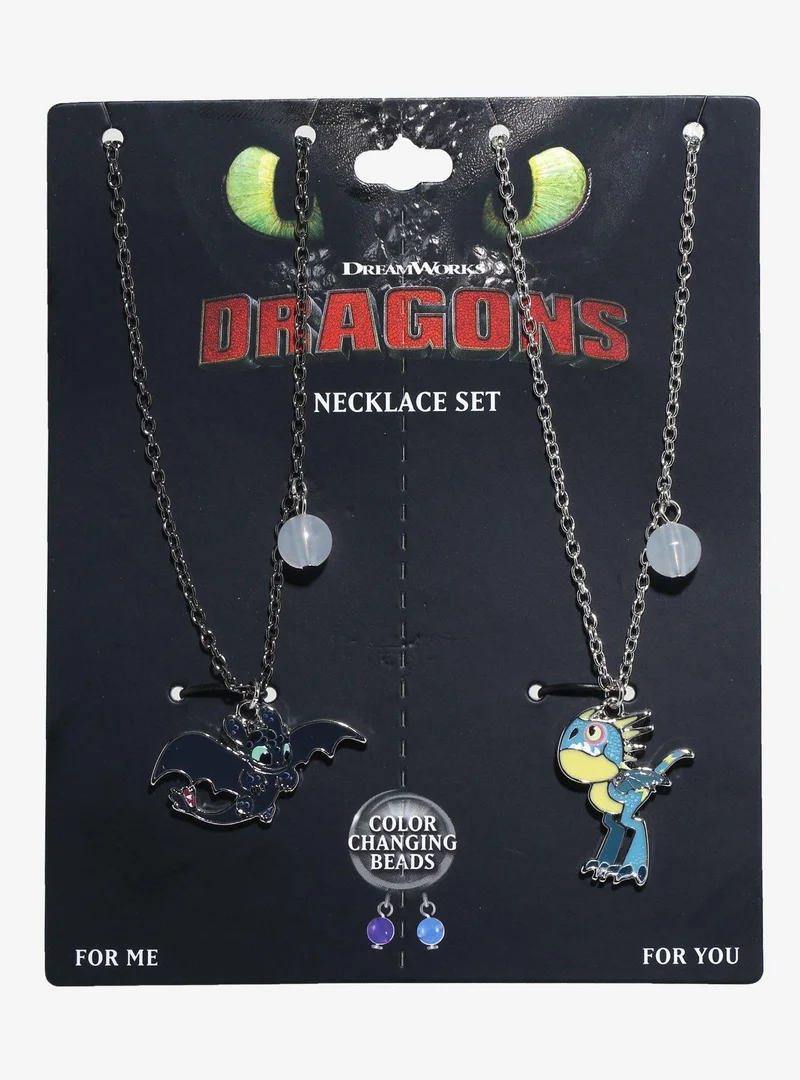 Chibi Toothless and Stormfly Best Friend Necklace Set