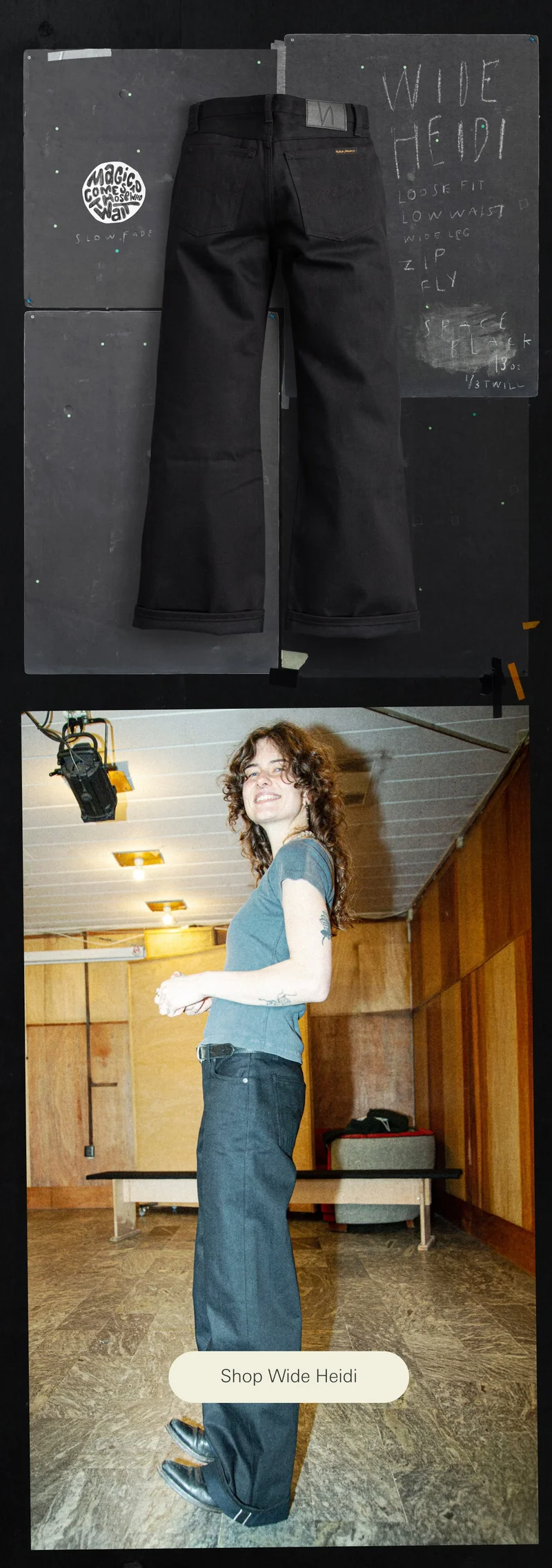 Wide Heidi Space Black Selvage
