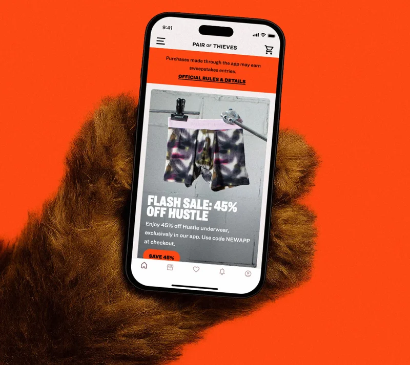 Use code: NEWAPP at checkout. 45% off hustle Download the all-new Pair of Thieves app to unlock 45% off Hustle underwear.