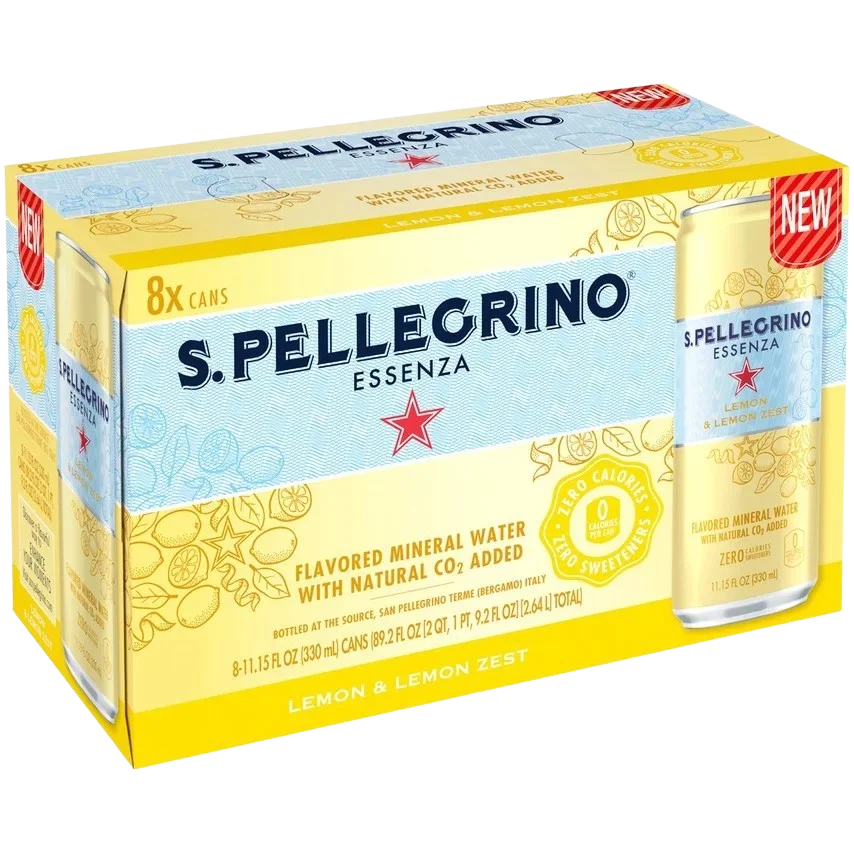 Image of San Pellegrino Essenza Lemon & Lemon Zest Flavored Water (8 Pack)