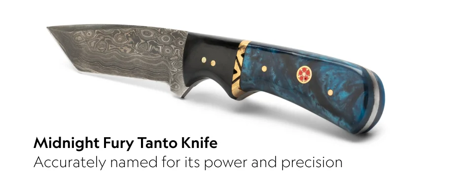 Midnight Fury Damascus Tanto Knife