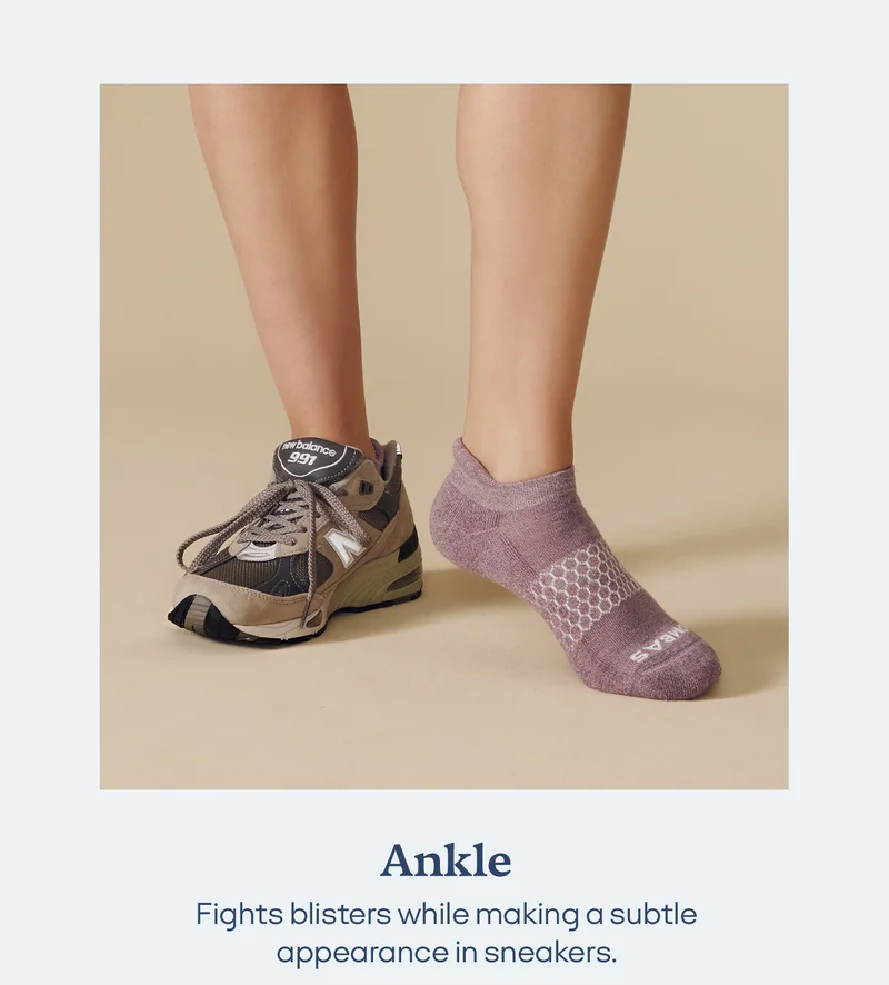 Ankle | Fights blisters while making a subtle appearance in sneakers.