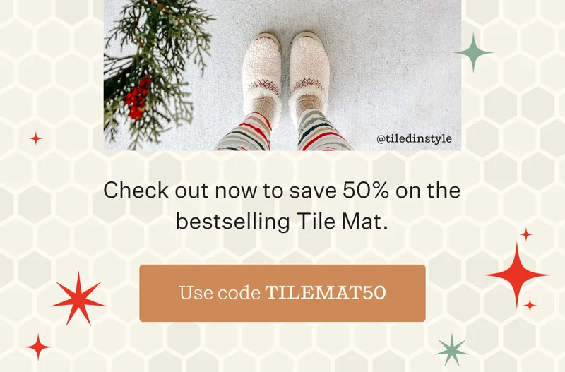 Check out now to save 50% on the bestselling Tile Mat. | Use code discount code