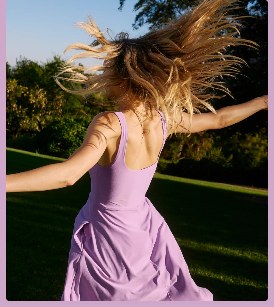 Featherweight At The Ready Square Neck Dress in Lilac Petal Heather
