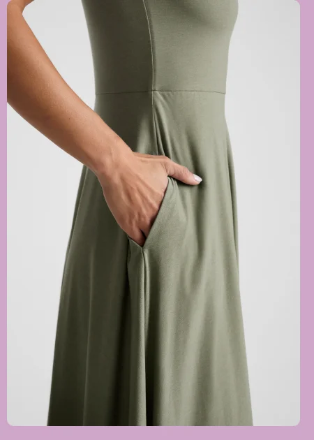 Featherweight At The Ready Square Neck Dress in Grey Sage Heather