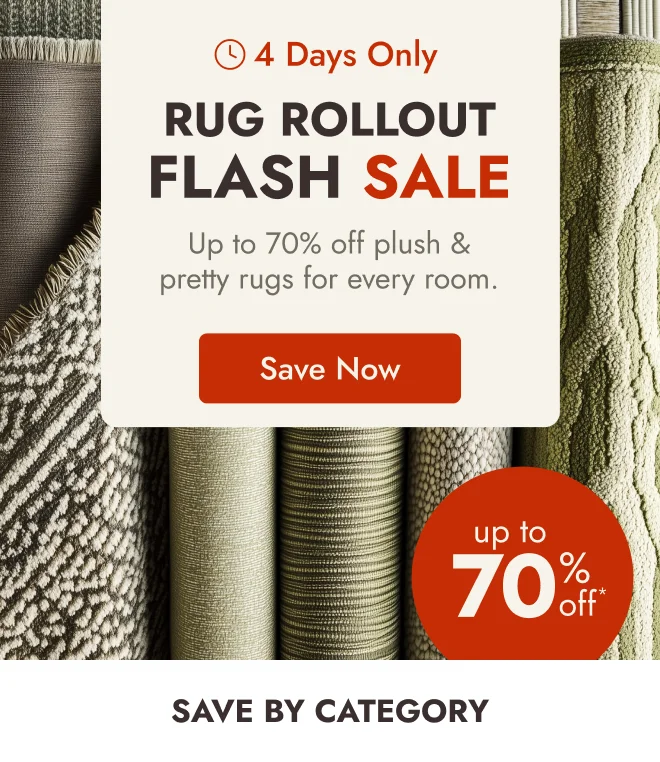 Up to 70% off rugs starts NOW