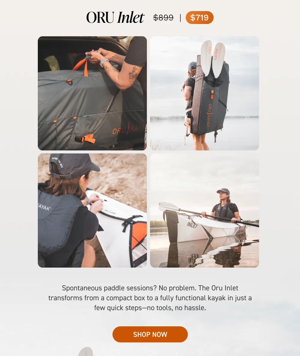 New Deal of the Week: 20% OFF Inlet + Free Pack & Paddle ($318 value) New Deal of the Week: 20% OFF Inlet + Free Pack & Paddle ($318 value)