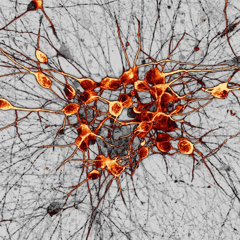 The nerve cells pictured here are responsible for producing dopamine, a neurotransmitter that has become an obsession among online wellness gurus. But experts say the popular understanding of dopamine is often wrong—and the chemical actually plays a critical role in learning, movement, memory, attention, mood, and motivation.