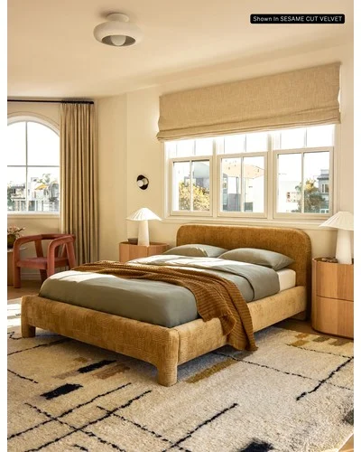 Kaisley Platform Bed - Blue Tonal Stripe / Twin