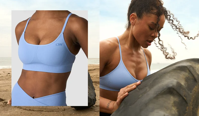 Ignite Seamless Adjustable Sports Bra Soft Blue