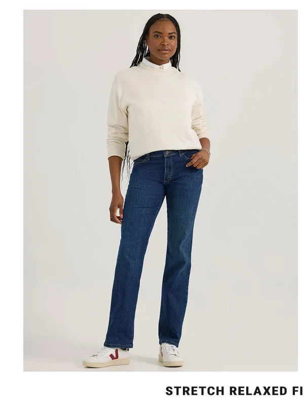 Stretch Relaxed Fit Straight Leg Jean
