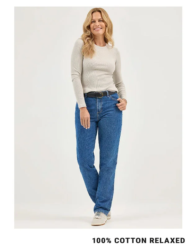 100% Cotton Relaxed Fit Straight Leg Jean