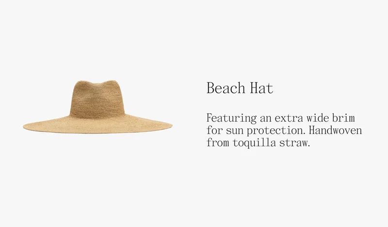 Beach Hat Featuring an extra wide brim for sun protection. Handwoven from toquilla straw.