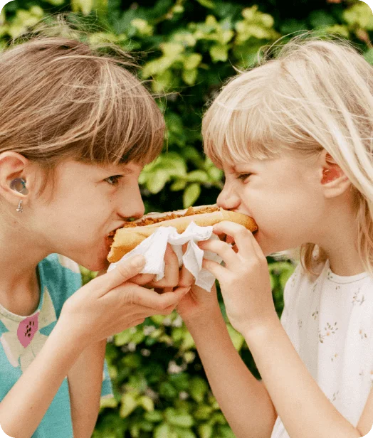Two kids eating