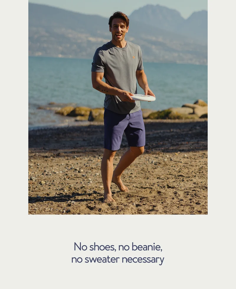 No shoes, no beanie, no sweater necessary