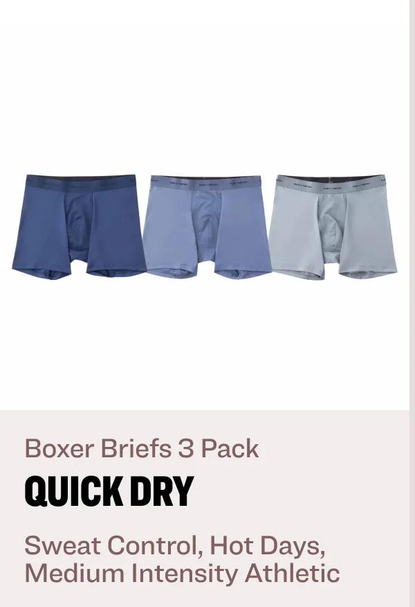 Boxer Briefs 3 Pack QUICK DRY Sweat Control, Hot days, Medium intensity Athletic