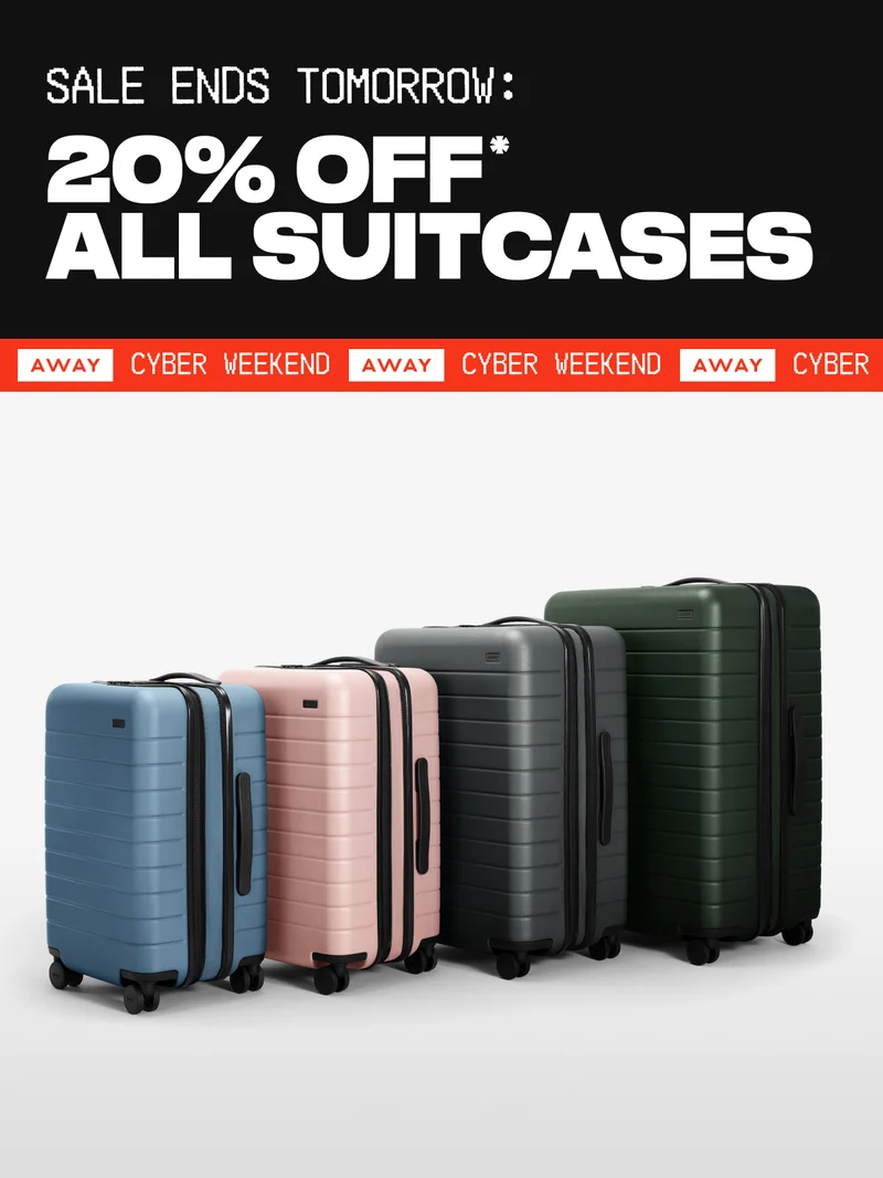 SALE ENDS TOMORROW: 20% OFF* ALL SUITCASES