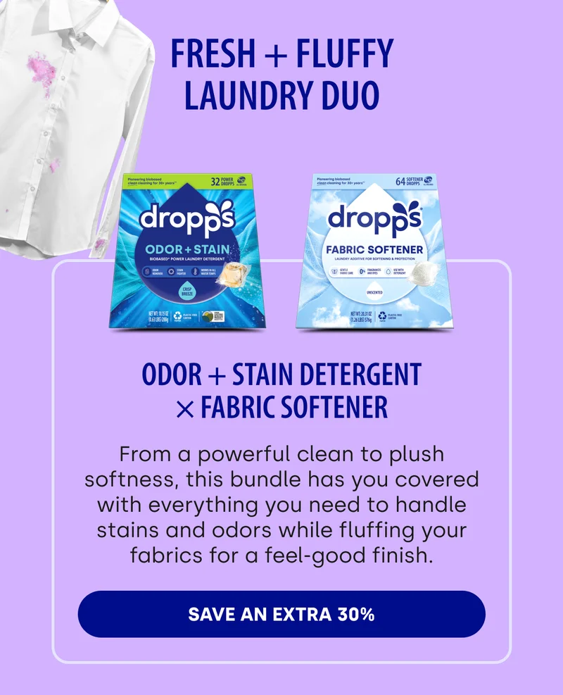 Fresh + Fluffy Laundry Duo Odor + Stain Detergent × Fabric Softener From a powerful clean to plush softness, this bundle has you covered with everything you need to handle stains and odors while fluffing your fabrics for a feel-good finish. [SAVE AN EXTRA 30%]