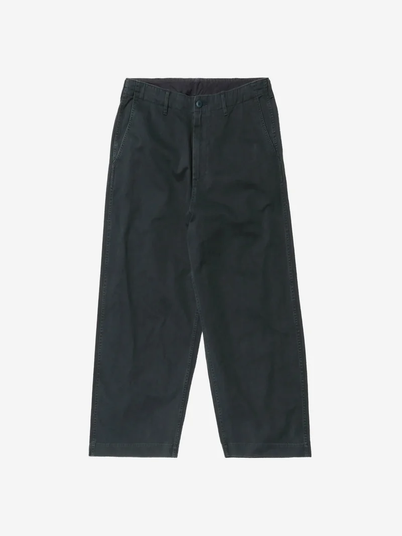 Image of Beams Wide Chino Trousers - Navy