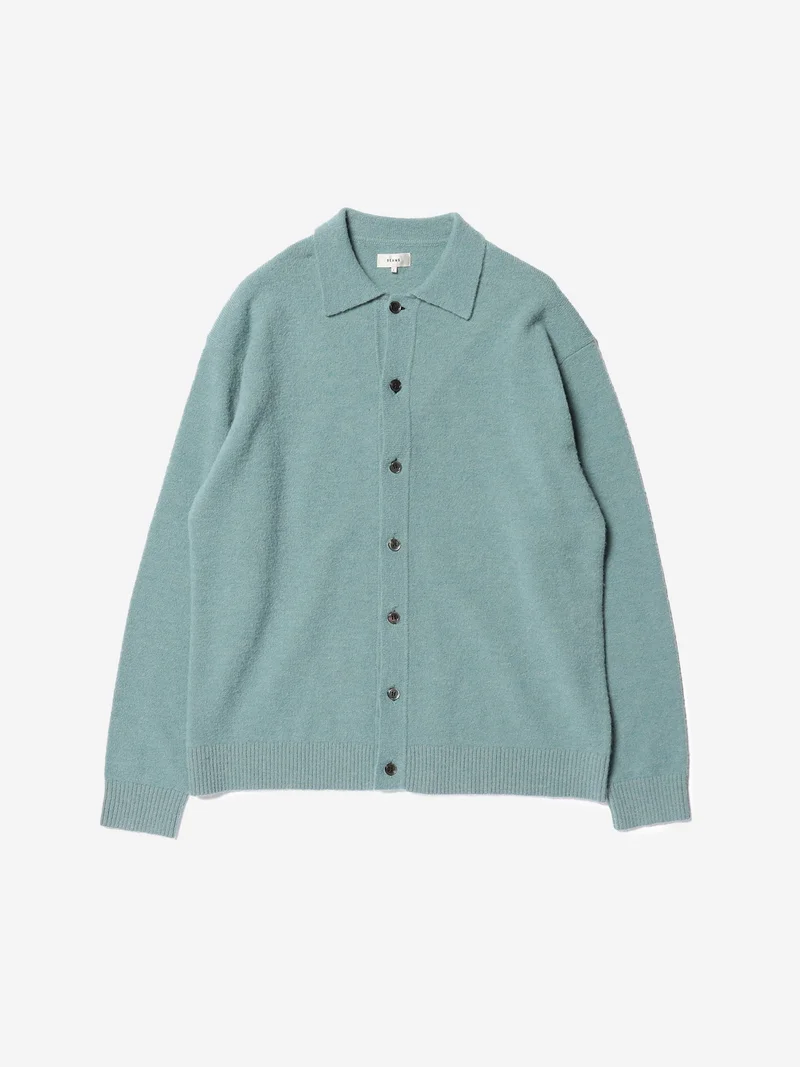 Image of Beams Alpaca Mix Polo Cardigan - Sax