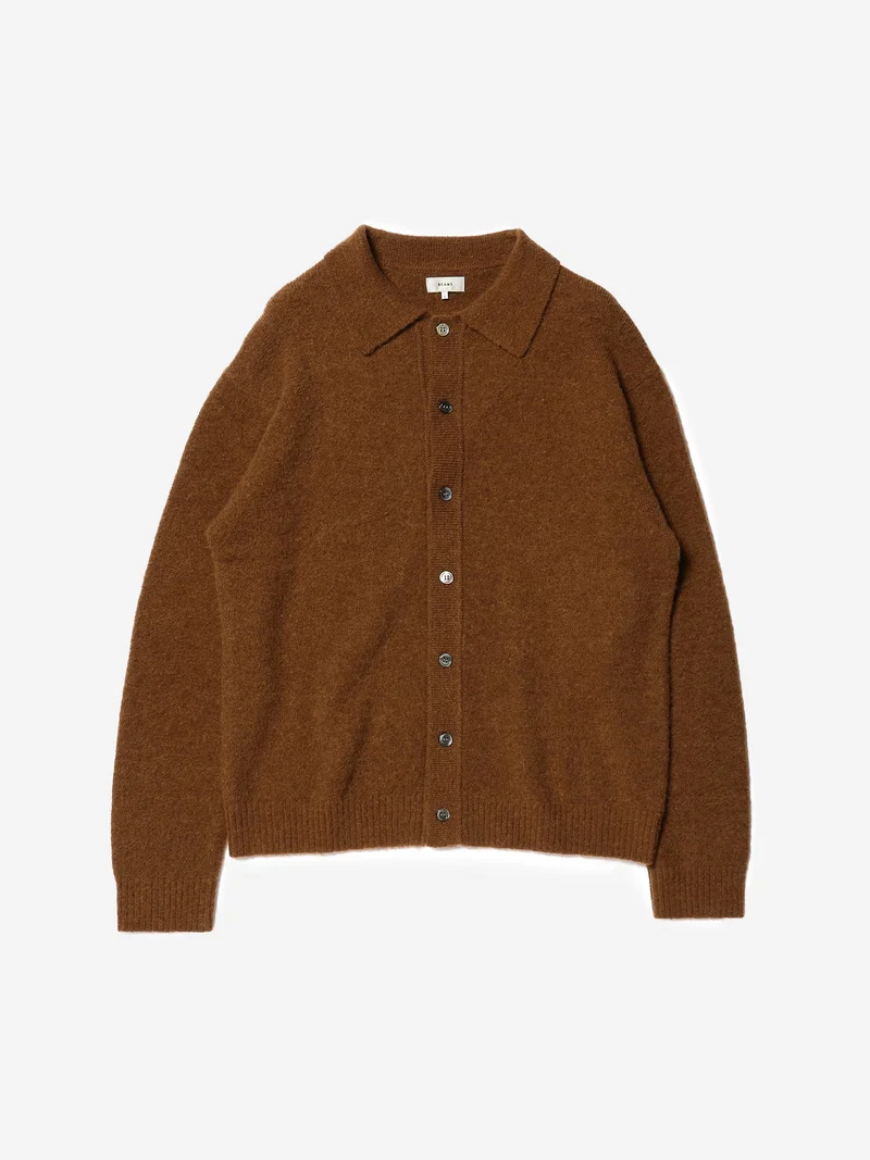 Image of Beams Alpaca Mix Polo Cardigan - Light Brown