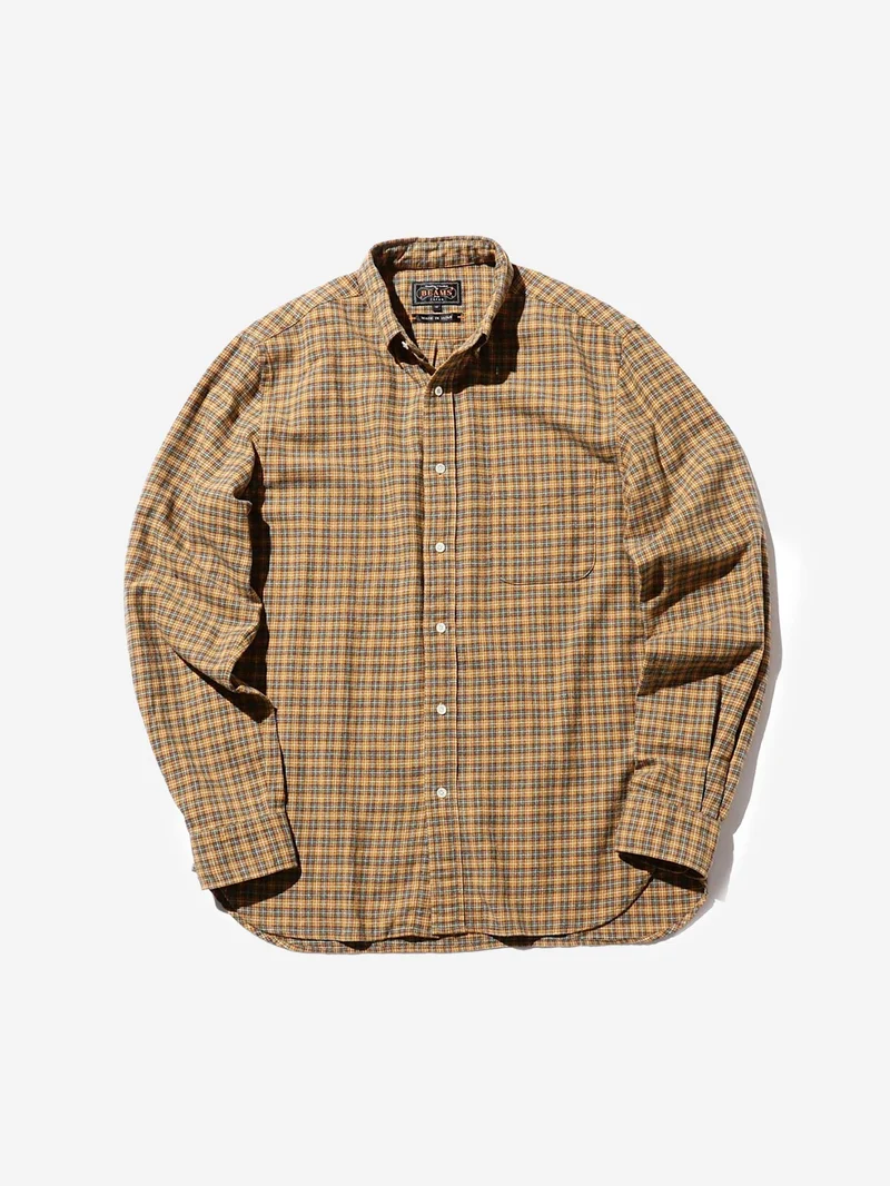 Image of Beams Plus B.D. Mini Plaid Flannel - Yellow