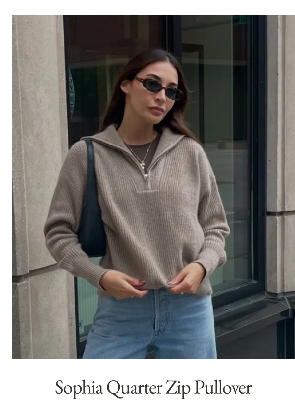Sophia Chunky Cashmere Quarter Zip Pullover