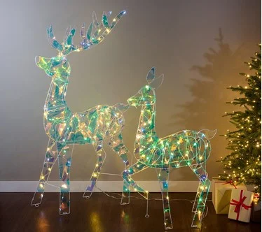 Bethlehem Lights Iridescent Fold Flat XL Deer Couple