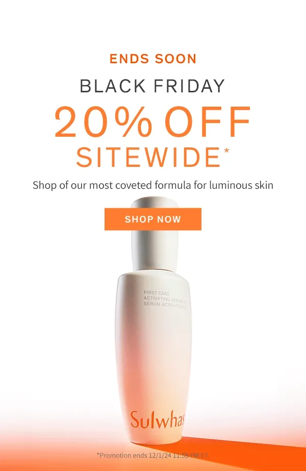 Ends Soon: Black Friday 20% off Sitewide