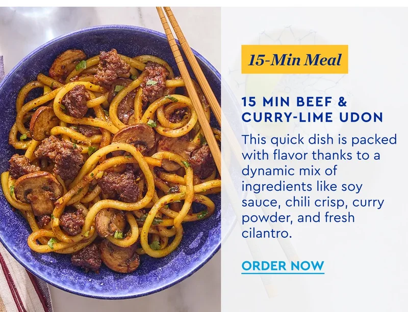 15 Min Meal - 15 Min Beef & Curry Lime Udon | ORDER NOW