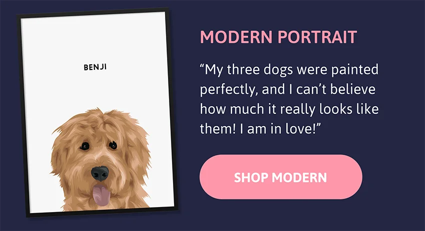 Modern pet portrait: "My three dogs were painted perfectly, and I can’t believe how much it really looks like them! I am in love!"