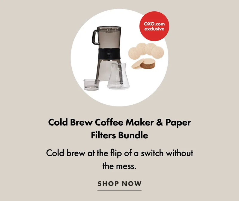 Cold brew coffee maker and paper filters bundle