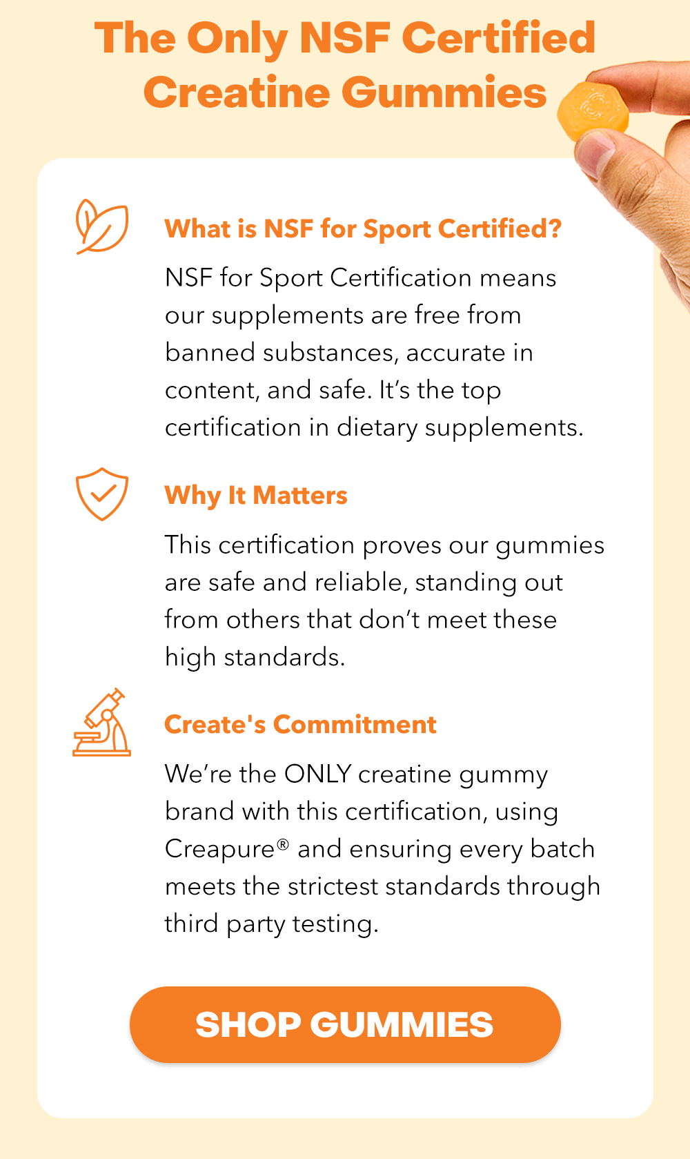 Create is the only NSF For Sport Certified creatine gummy