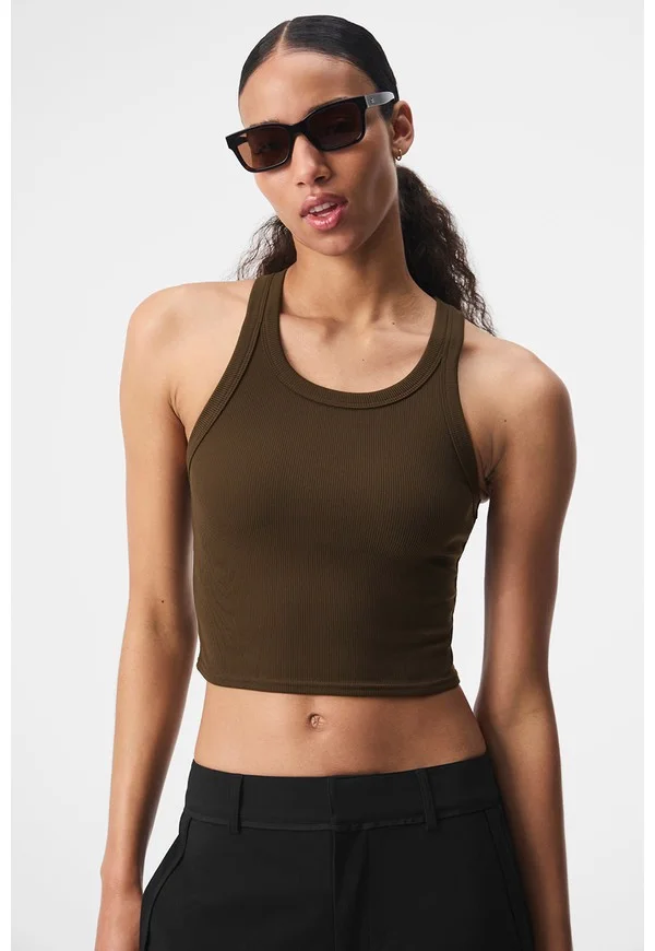 Goddess Ribbed Go-To Tank - Espresso - Espresso / S