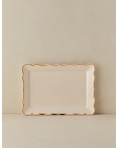 Stoneware Serveware by Maison Madison-Colette in Beige / Rectangular Platter