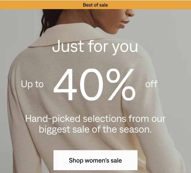 Just for you: Up to 40% off. Shop women's sale
