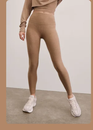 Spacedye Caught In The Midi High Waisted Legging in Desert Sand Heather